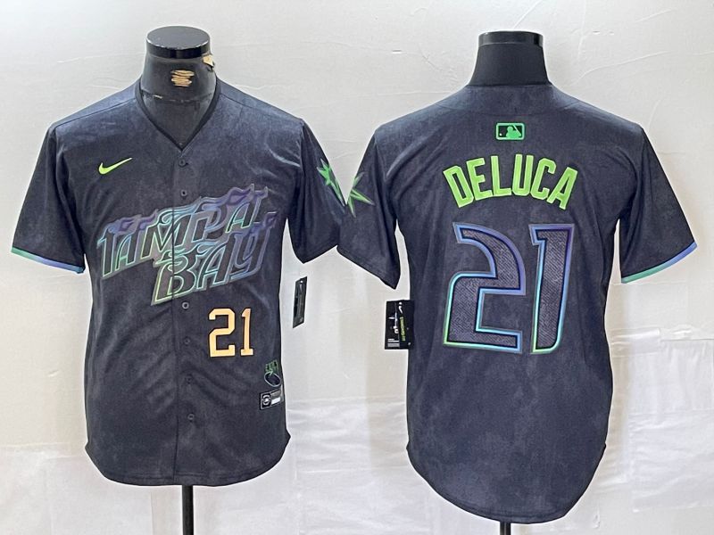 Men Tampa Bay Rays #21 Deluca Black City Edition Nike 2024 MLB Jersey style 2->tampa bay rays->MLB Jersey